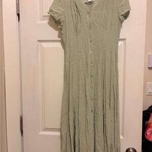 Coldwater Creek Sage Polka Dot Maxi Dress